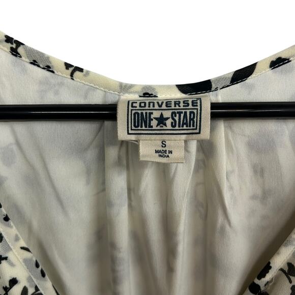 Soft Girl Floral Ruffle Dress Converse One Star Ivory Black Size S - Picture 5 of 7